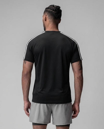 227 Camiseta Essencial Negro Tres Lineas ADD - espalda