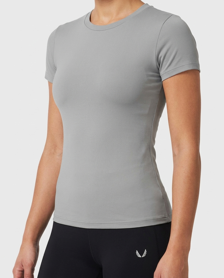 408 Camiseta Essencial Mujer Gris ADD - macro