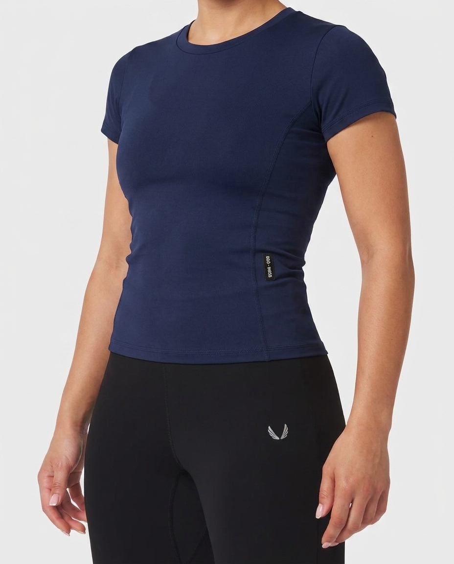 412 Camiseta Essencial Mujer Azul Navy ADD - macro