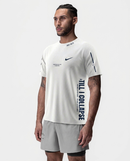Camiseta Till I Collapse Blanca NK — on-model frontal