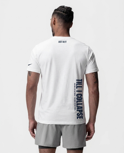 Camiseta Till I Collapse Blanca NK — on-model espalda