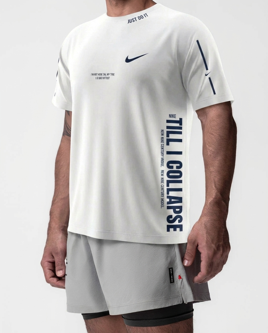Camiseta Till I Collapse Blanca NK — macro detalle