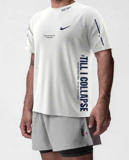 Camiseta Till I Collapse Blanca NK — macro detalle