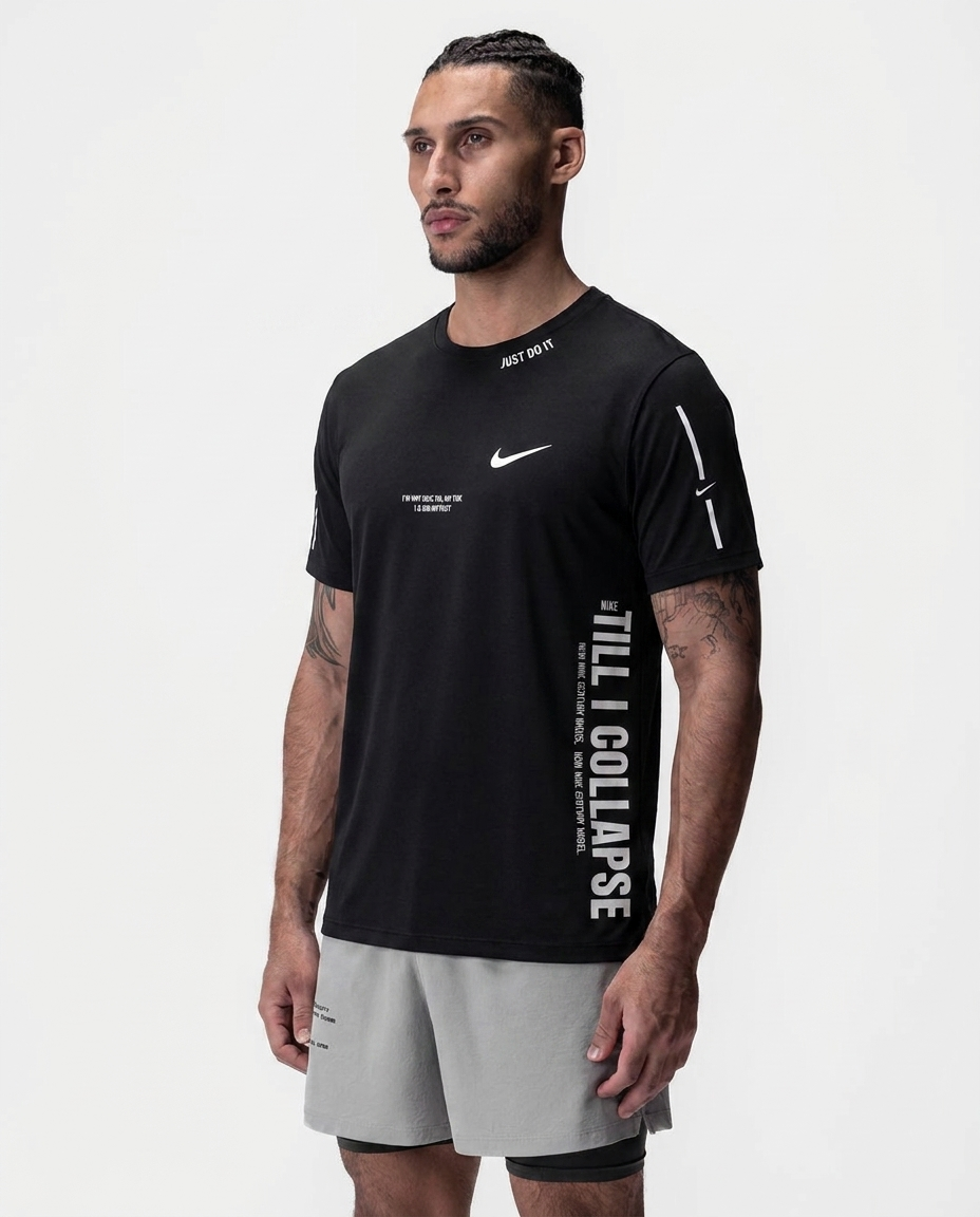 Camiseta Till I Collapse Negra NK — on-model frontal