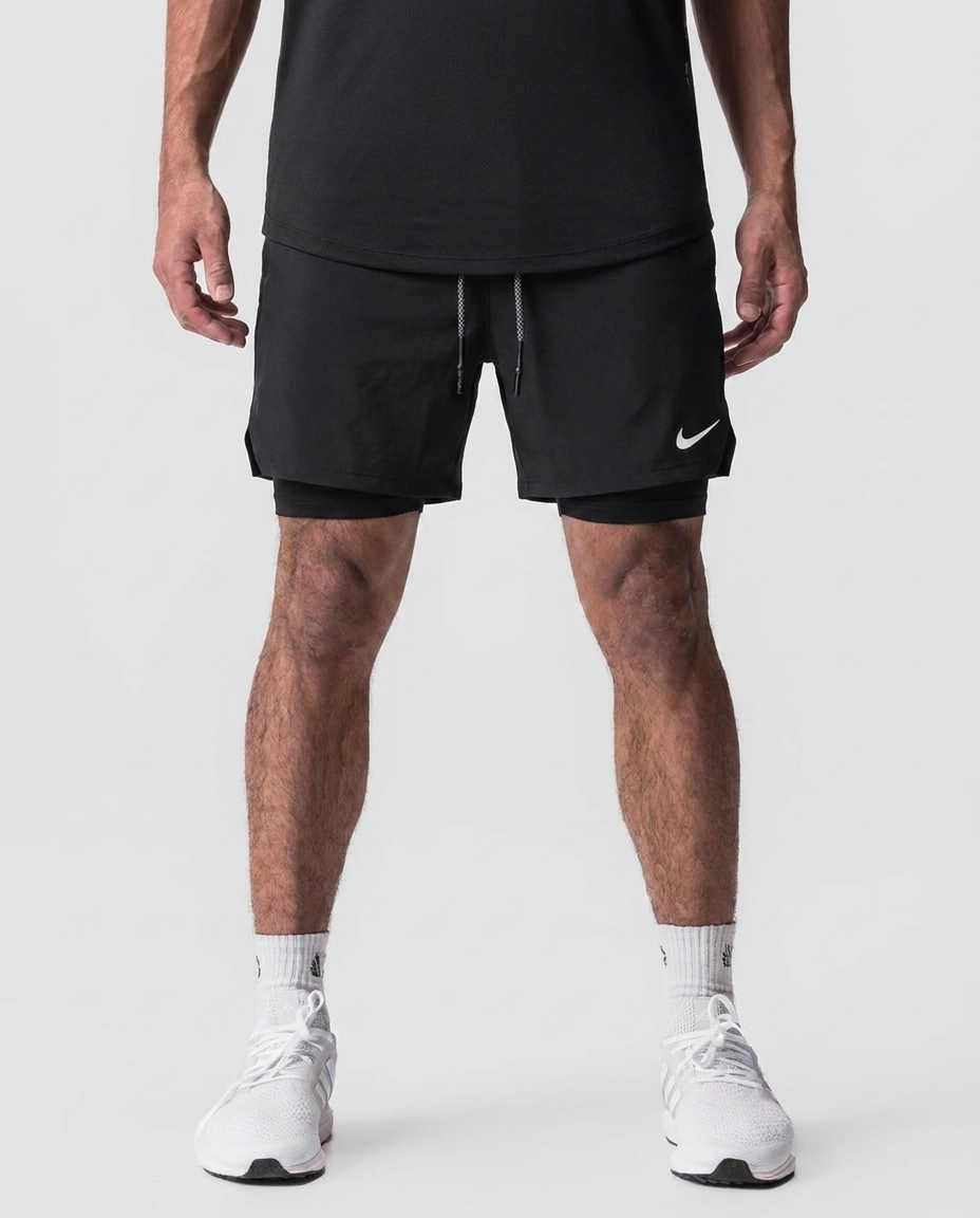 Pantaloneta con Licra Negro - Frontal on-model