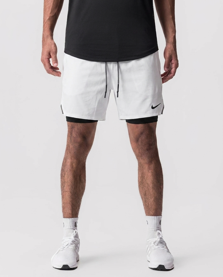 Pantaloneta con Licra Blanco - Frontal on-model